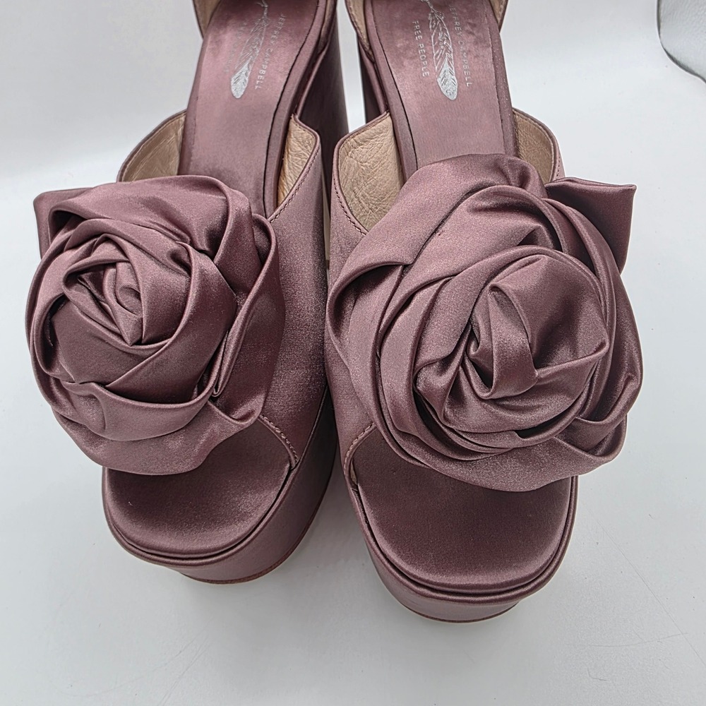 Jeffrey Campbell On My Way Platform Dark Lilac Satin Rosette Heels Womens 9.5 - Picture 4 of 8